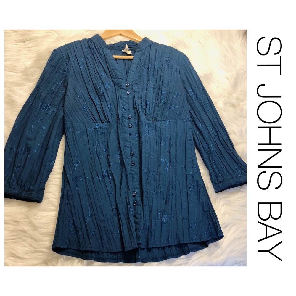St Johns Bay Embroidered Button Up Blouse